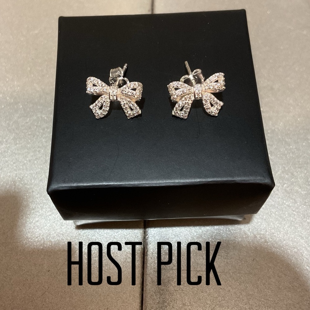 Sterling Silver CZ Bow Earrings